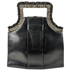 Art Deco Tasche mit schwarzem Kalbsrückengriff