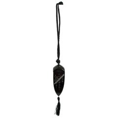 Art Deco Black Celluloid and Rhinestone Dagger Lipstick Minaudière, 1930s