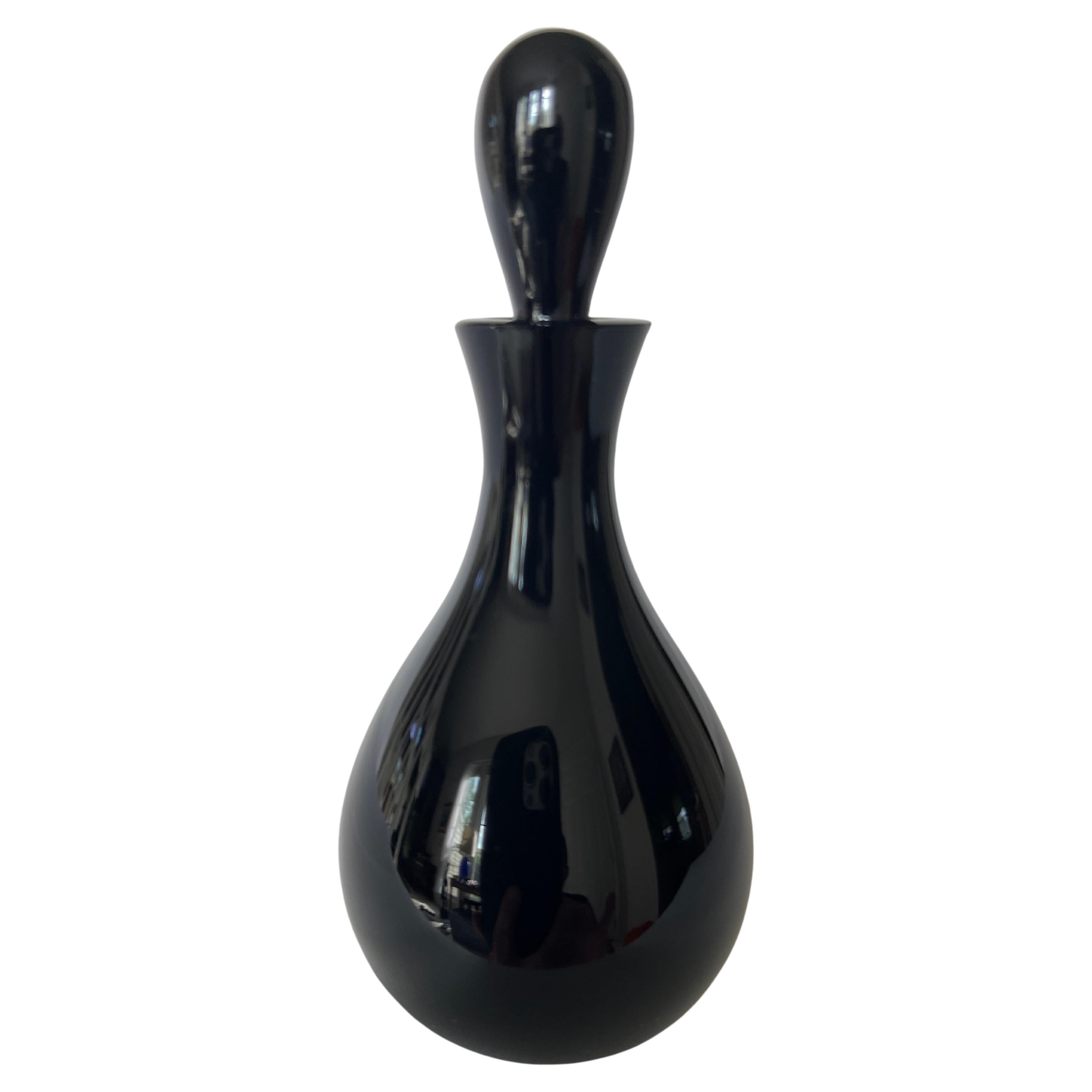 Art Deco Black Cut Glass Perfume Bottle For Sale