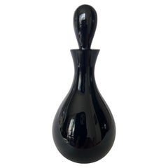 Retro Art Deco Black Cut Glass Perfume Bottle