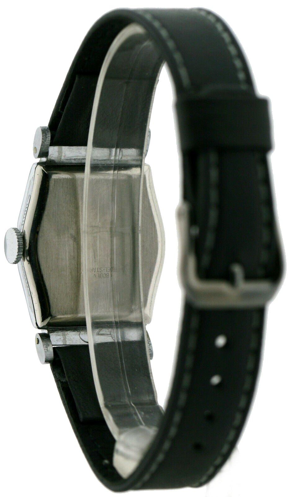 Women's or Men's Art Deco Black Dial Gents Wristwatch Old Stock, Never Worn, Newly Serviced, 1930 For Sale