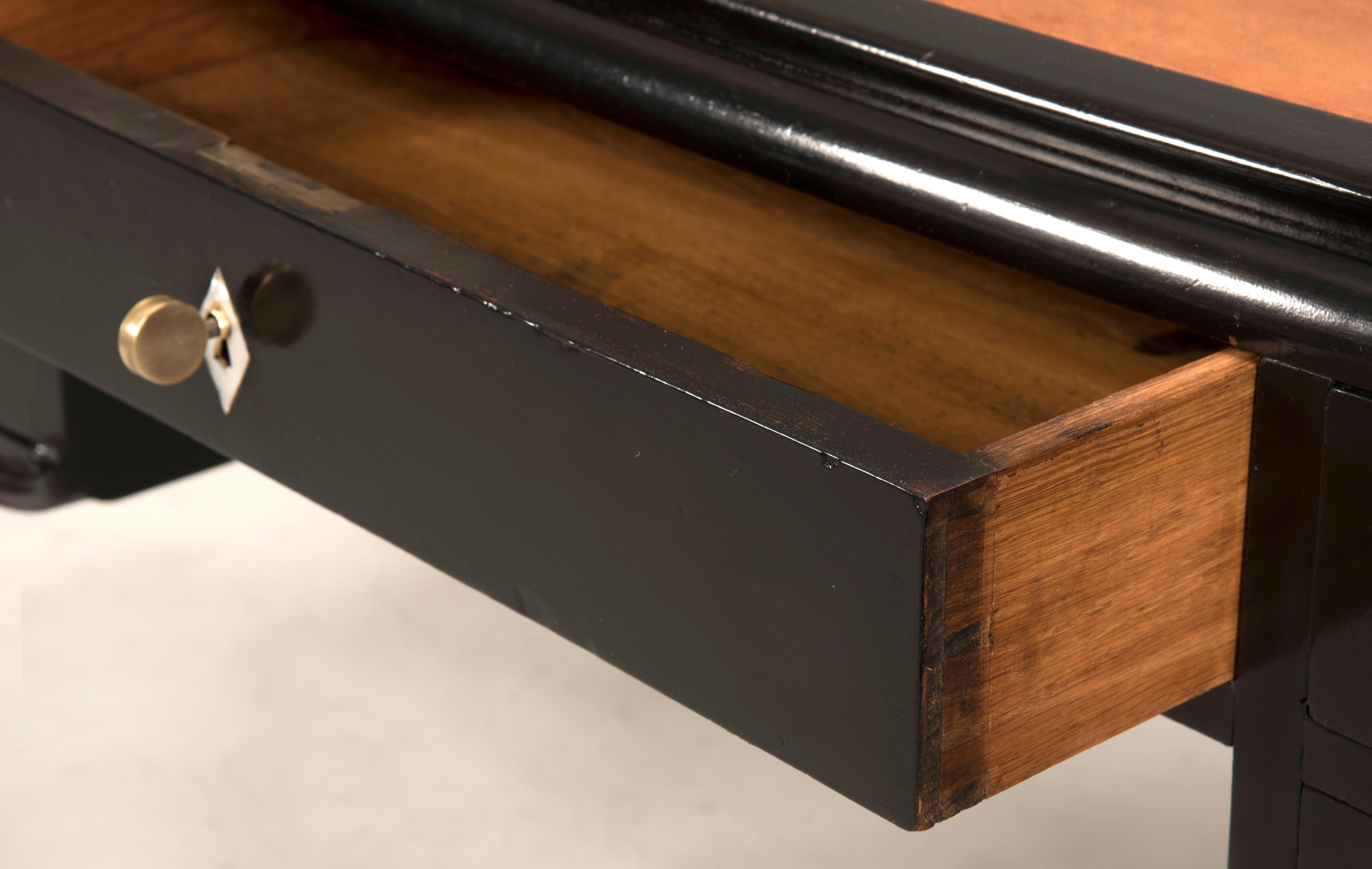 Art Deco Black Ebonized Wood Leather Top Desk 5