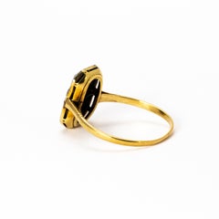 Art Deco Black Enamel and Diamond Plaque Ring