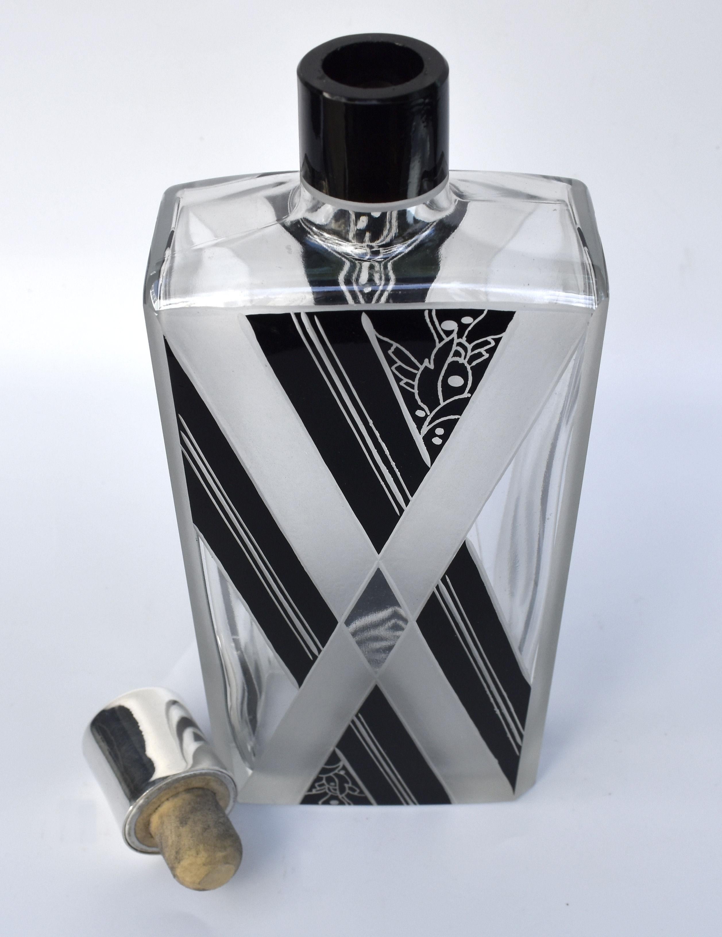 20th Century Art Deco Black Enamel Liquor Glass Set, c1930