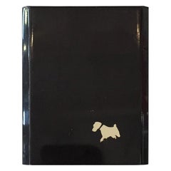 Art Deco Black Enamelware Case with Terrier Monogram