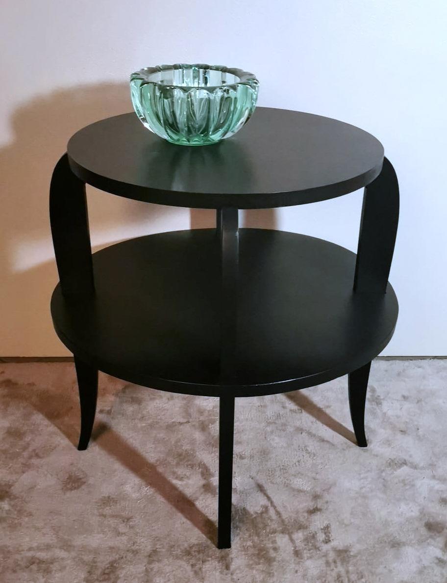 Art Deco Black French Round Two-Top Tea/Coffee Table  For Sale 9