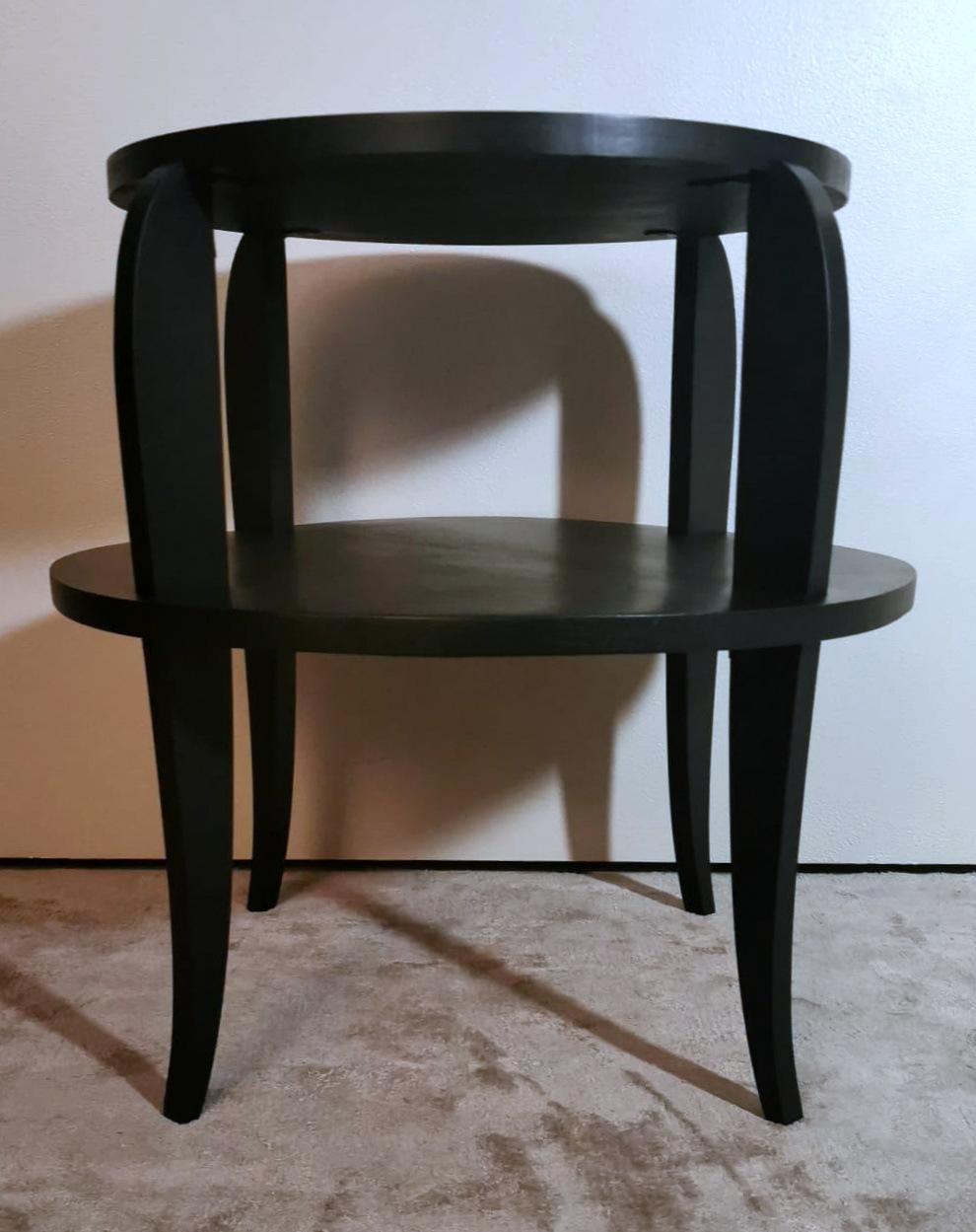 Art Deco Black French Round Two-Top Tea/Coffee Table  In Good Condition For Sale In Prato, Tuscany
