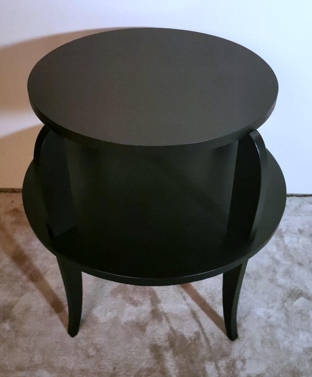 20th Century Art Deco Black French Round Two-Top Tea/Coffee Table  For Sale