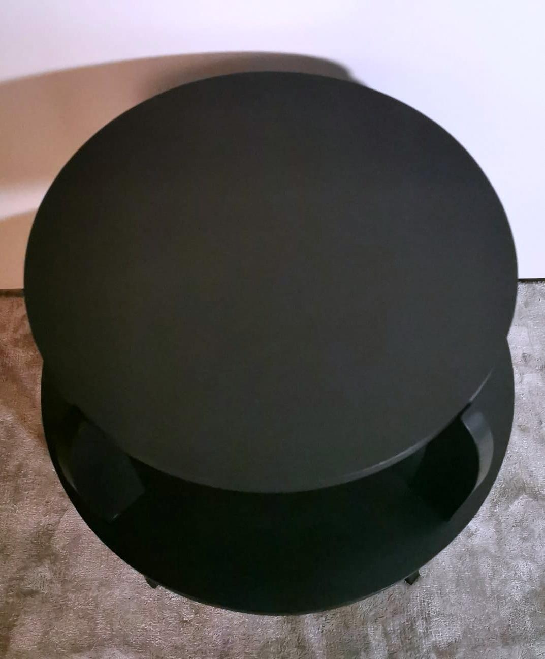 Wood Art Deco Black French Round Two-Top Tea/Coffee Table  For Sale