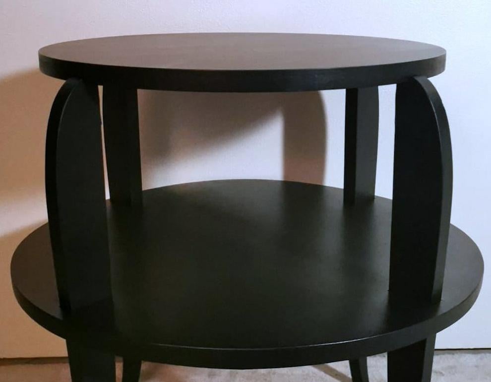 Art Deco Black French Round Two-Top Tea/Coffee Table  For Sale 1