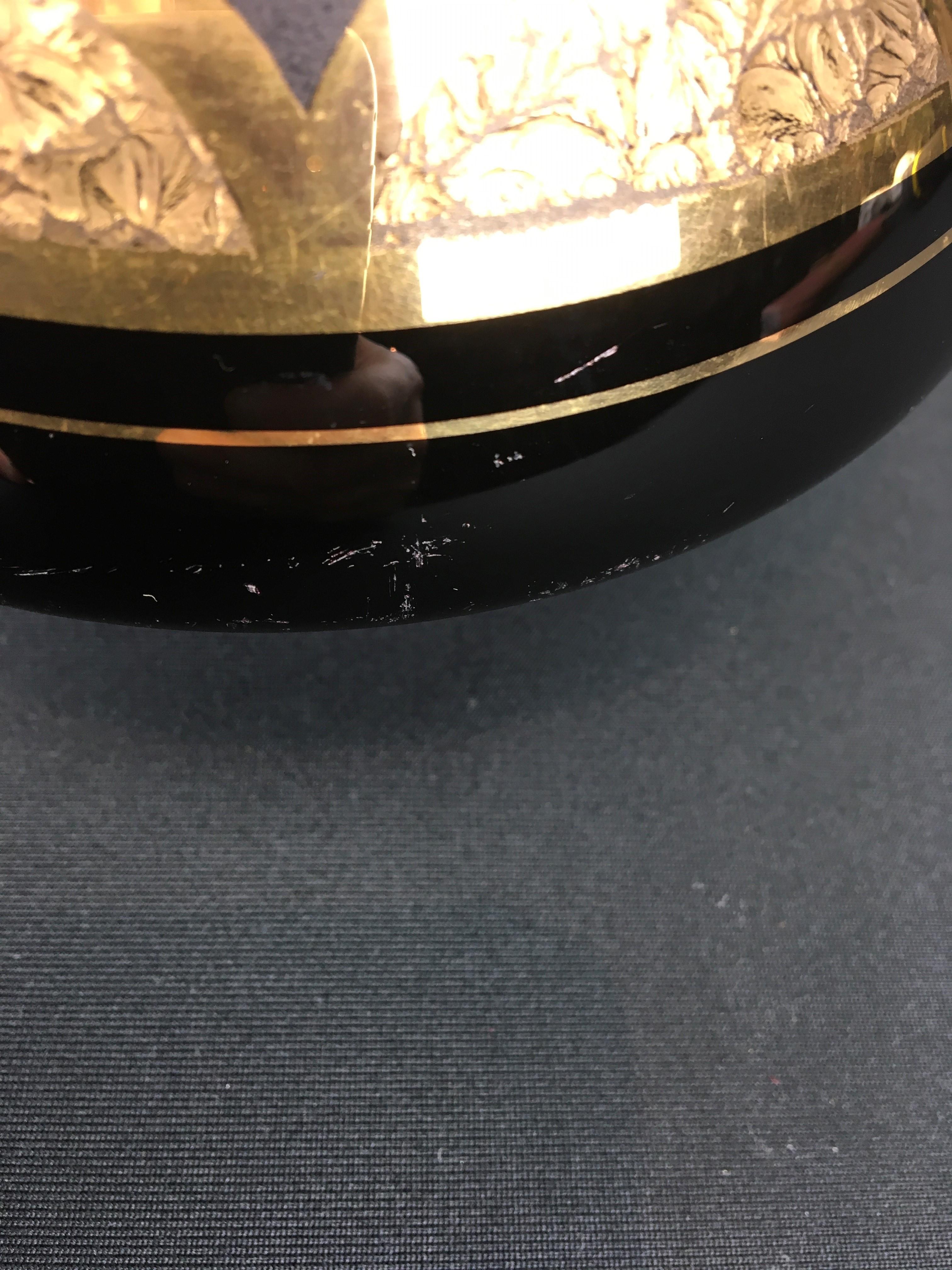Vase en verre Hyalite doré noir Art Déco, De Rupel Boom, Belgique, années 1930 1