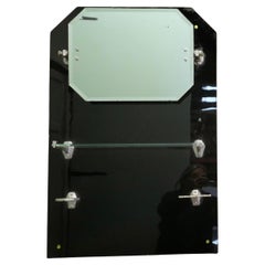 Art Deco Black Glass and Chrome Bathroom Mirror   A great piece
