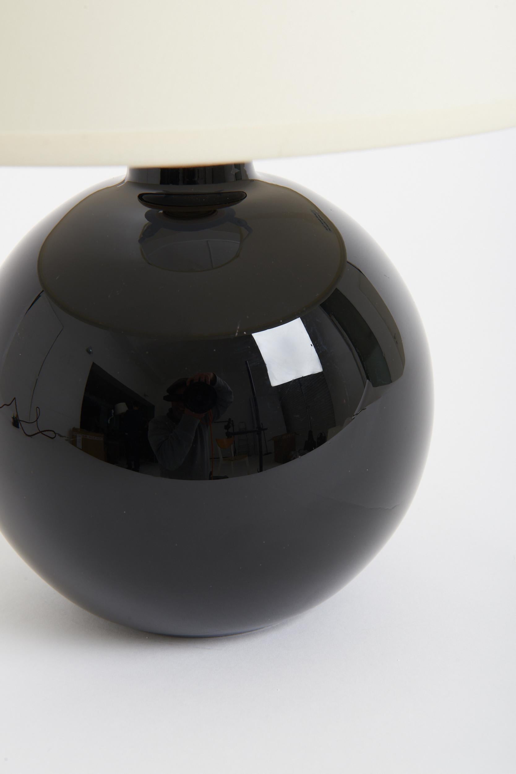 20th Century Art Deco Black Glass Table Lamp by Jacques Adnet