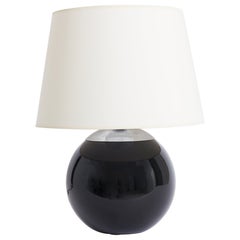 Art Deco Black Glass Table Lamp