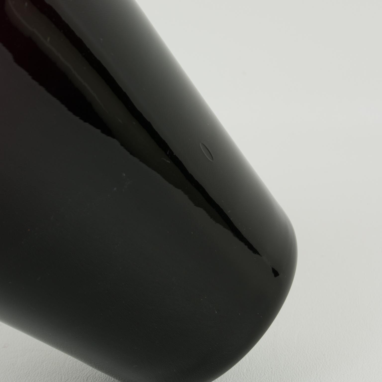 Art Deco Black Glass Vase with Silver Overlay Decor, France 1930s For Sale 1