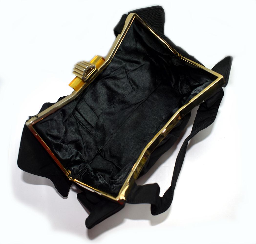 20th Century Art Deco Black Grosgain and Bakelite Bag For Sale