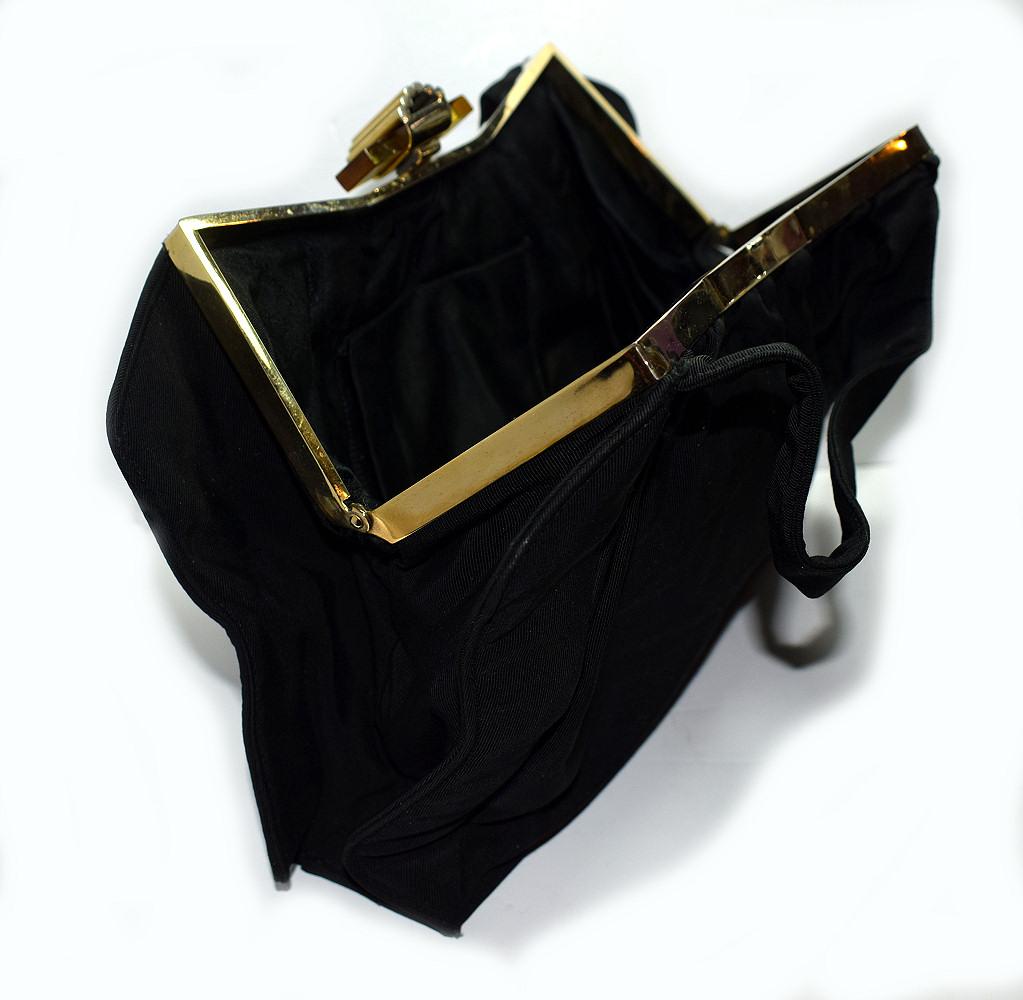 Art Deco Black Grosgain and Bakelite Bag For Sale 1