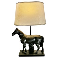 Antique Art Deco Black Horse Table Lamp