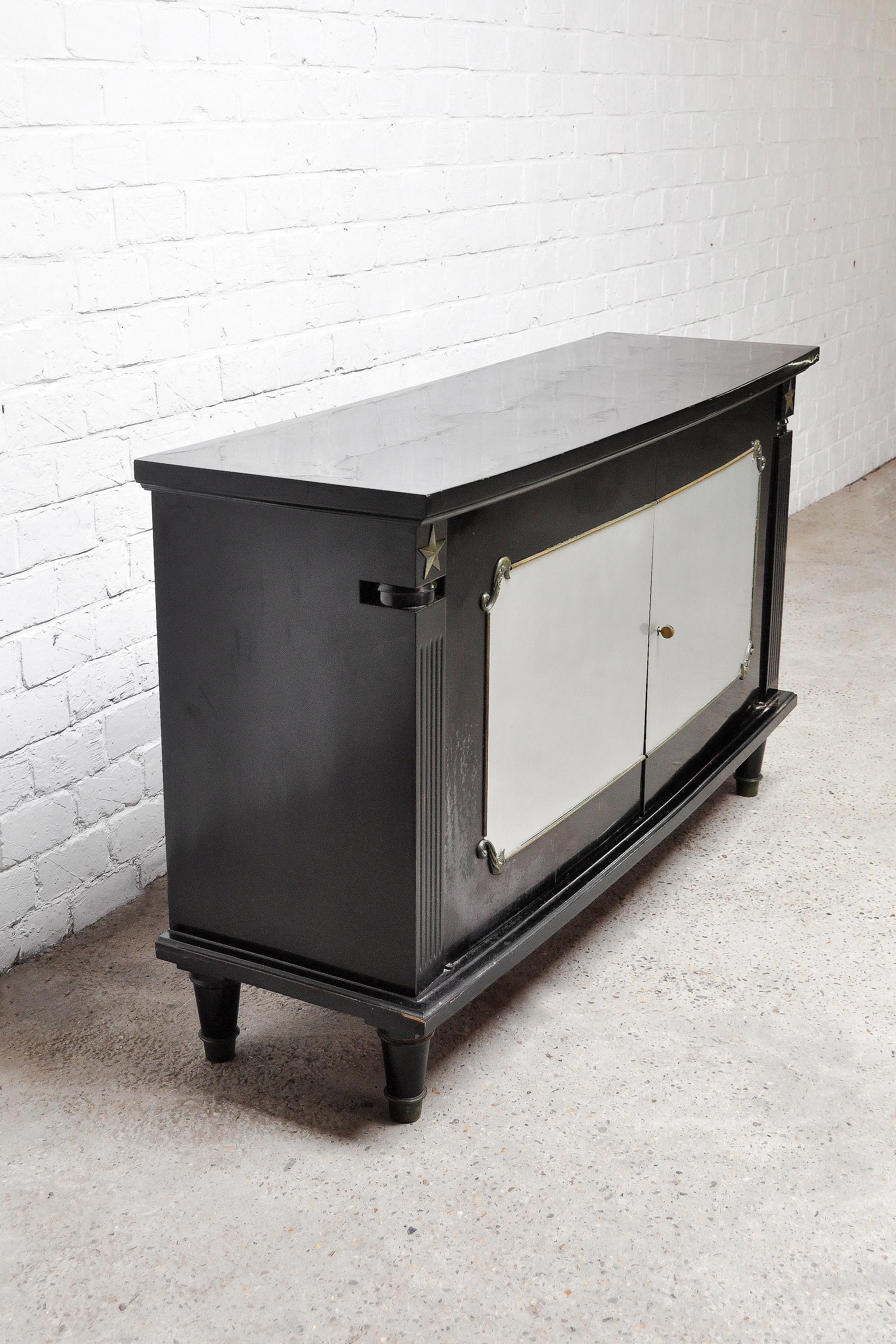 Art Deco Black Lacquer and Bronze Cabinet in the style of André Arbus, France For Sale 5