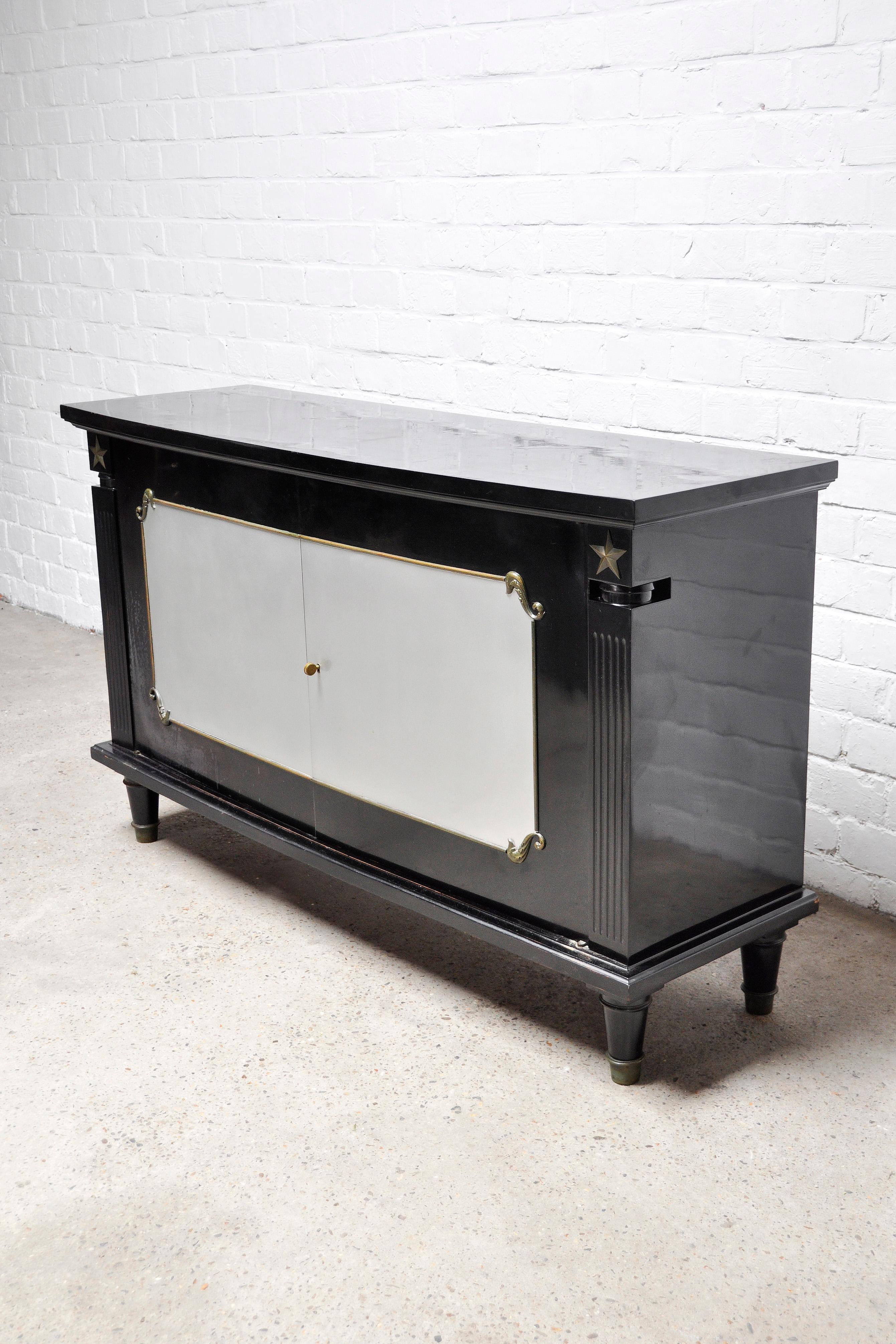 Art Deco Black Lacquer and Bronze Cabinet in the style of André Arbus, France For Sale 7