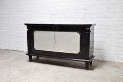 Art Deco Black Lacquer and Bronze Cabinet in the style of André Arbus, France