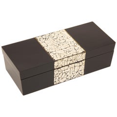 Antique Art Deco Black Lacquer and Coquille D
oeuf Box