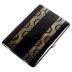 Art Déco Black Lacquer and Gilded Bronze Cigarette Case by Jean Dunand, France