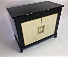 Art Deco Style Black Lacquer and Shagreen Cabinet, in Stock