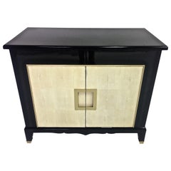 Art Deco Style Black Lacquer and Shagreen Cabinet, in Stock