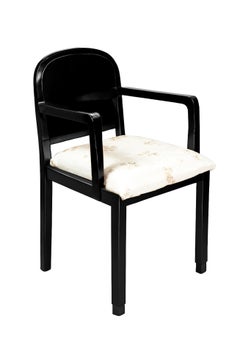 Art Deco  Black Lacquer Armchair by Armazens Nascimento, Portugal, 1940s