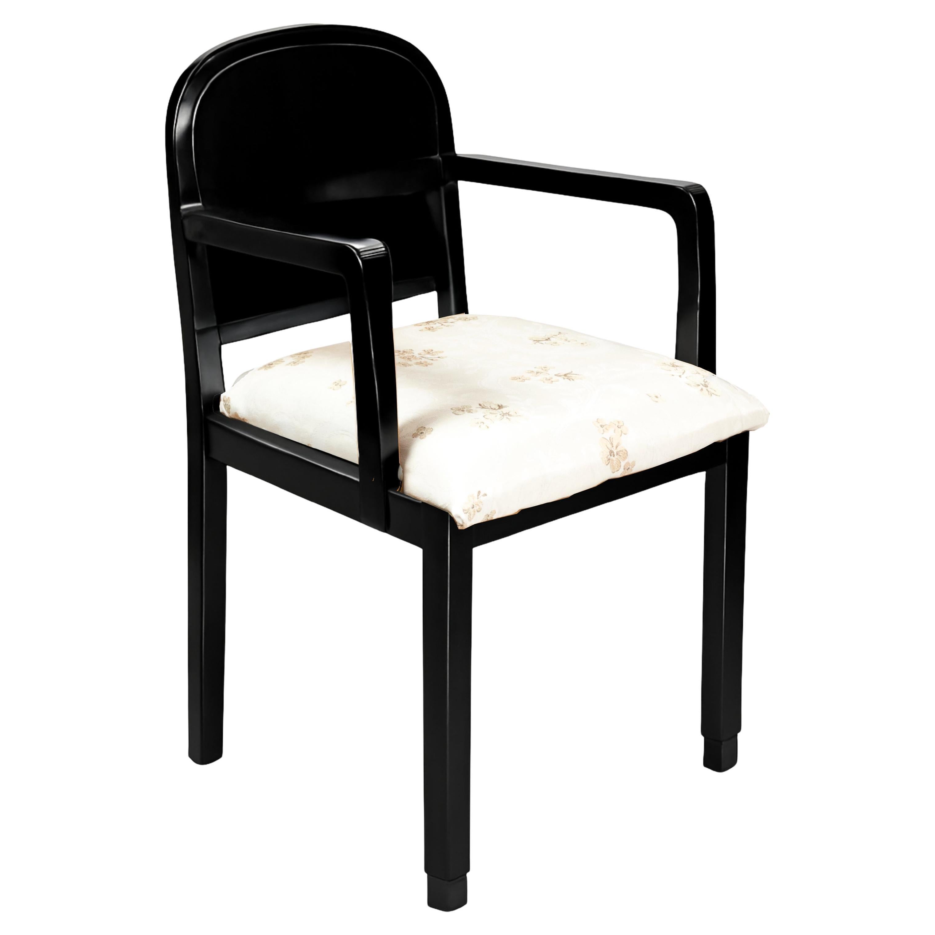Art Deco  Black Lacquer Armchair by Armazens Nascimento, Portugal, 1940s