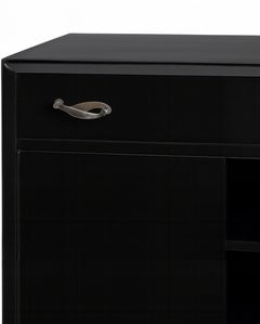 Art Deco Black Lacquer Cabinet Cupboard, 1940s