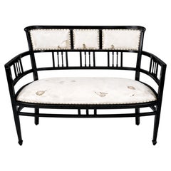 Art Deco Laque noire Châssis de canapé, années 1940 - Banc en bois sculpté