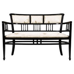 Art Deco Laque noire Châssis de canapé, années 1940 - Banc en bois sculpté