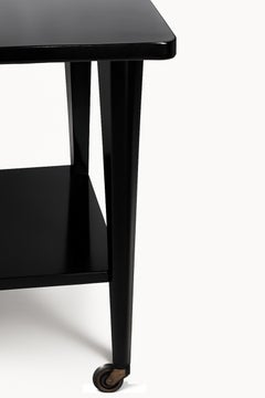 Art Deco Black Lacquer Cart Table, 20th Century