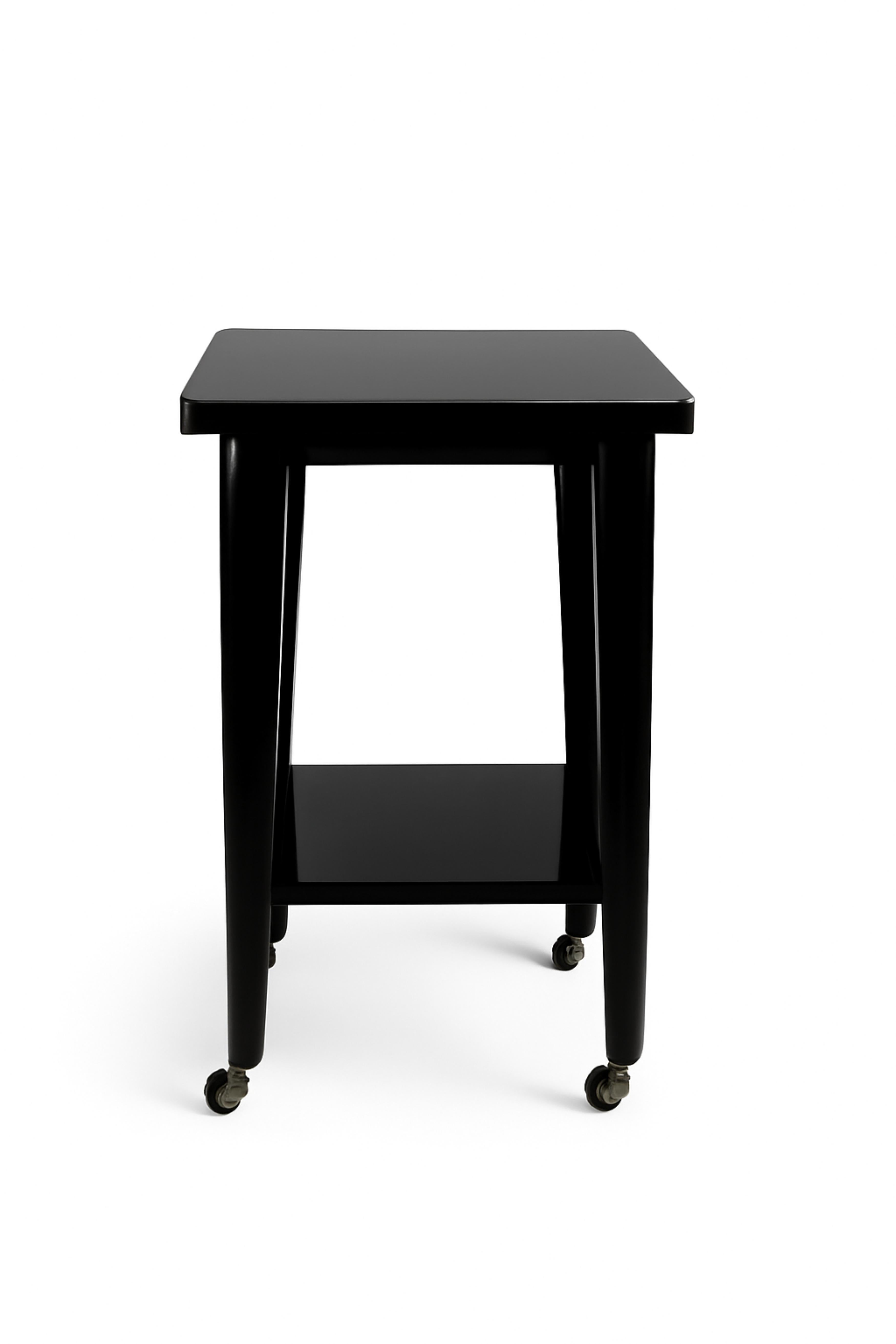 Table de chariot Art déco en laque noire 20ème siècle Bon état - En vente à Lisbon, PT