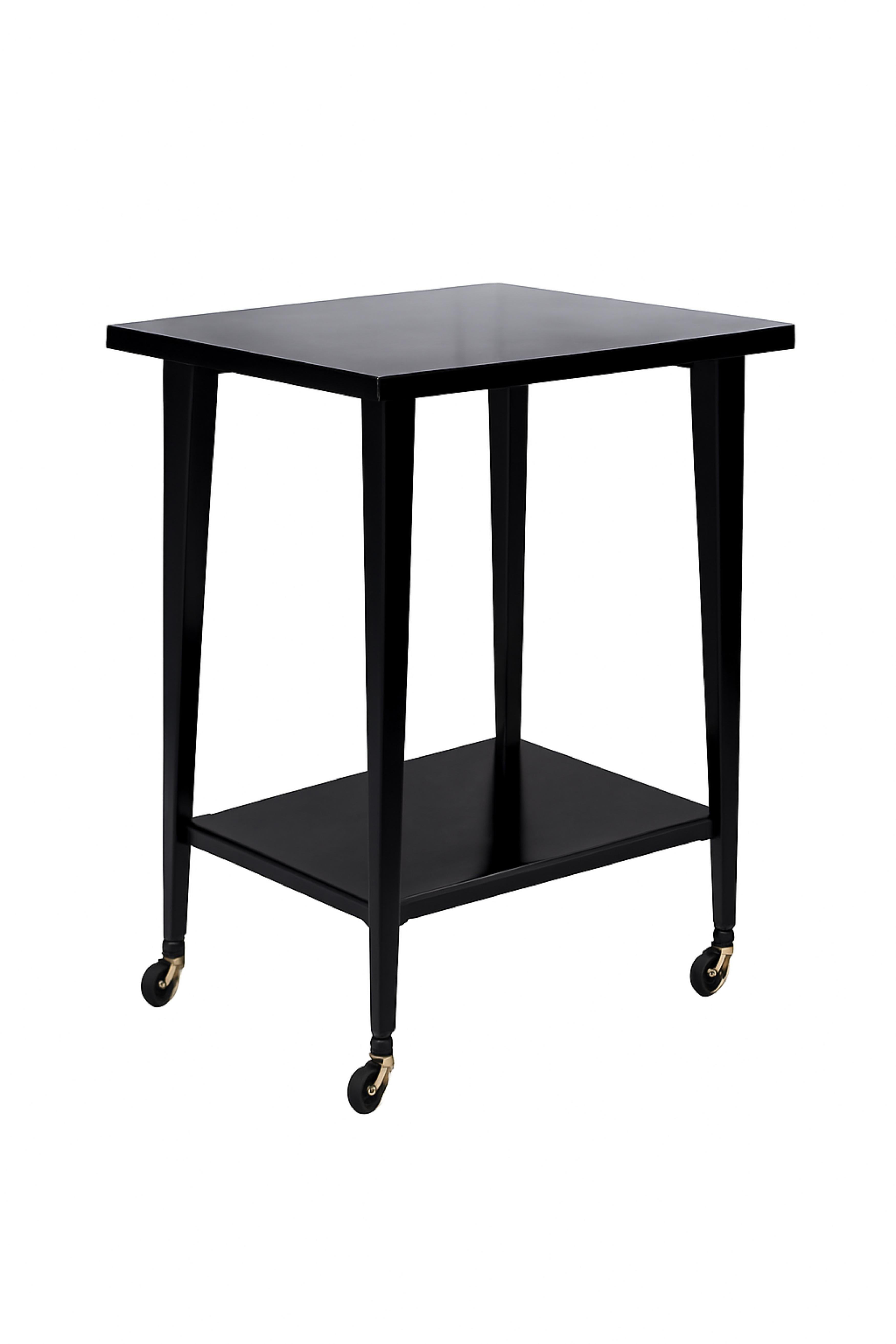 Métal Table de chariot Art déco en laque noire 20ème siècle en vente