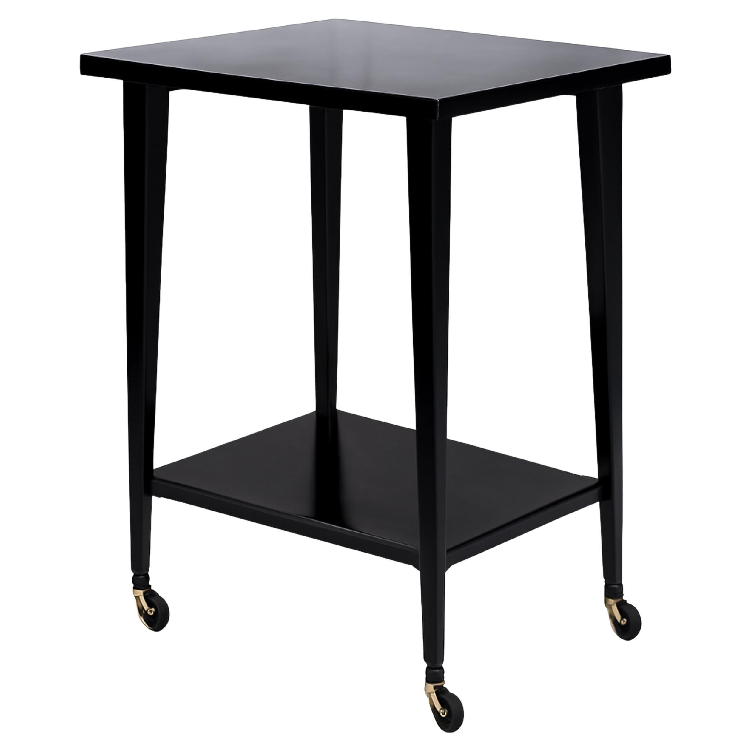 Table de chariot Art déco en laque noire 20ème siècle en vente