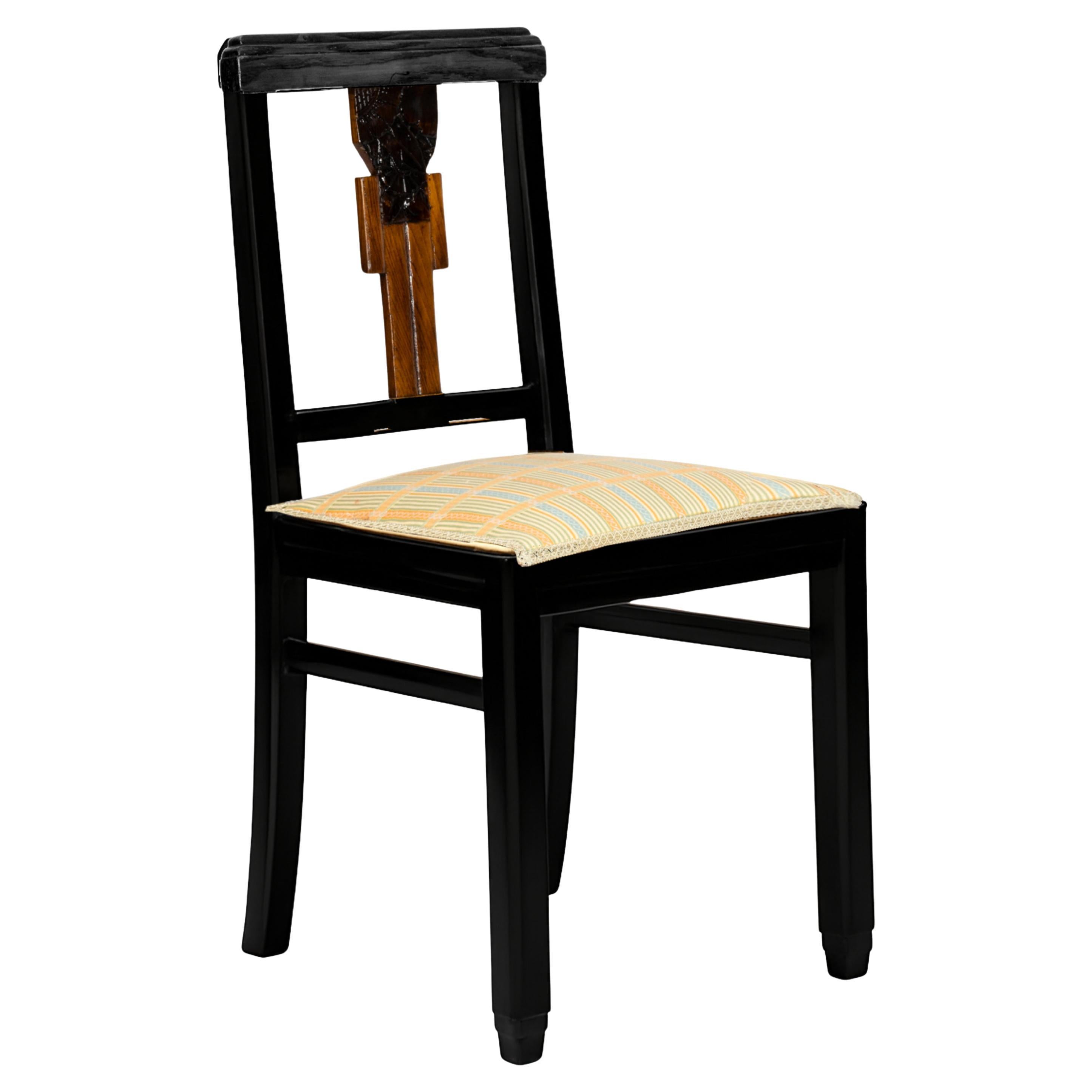 Art Deco Black Lacquer Chair, (1939-1949)