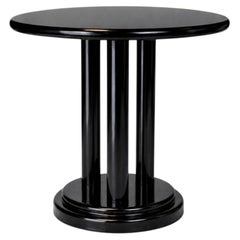 Art Deco Black Lacquer Chestnut Pedestal Table, 20th Century