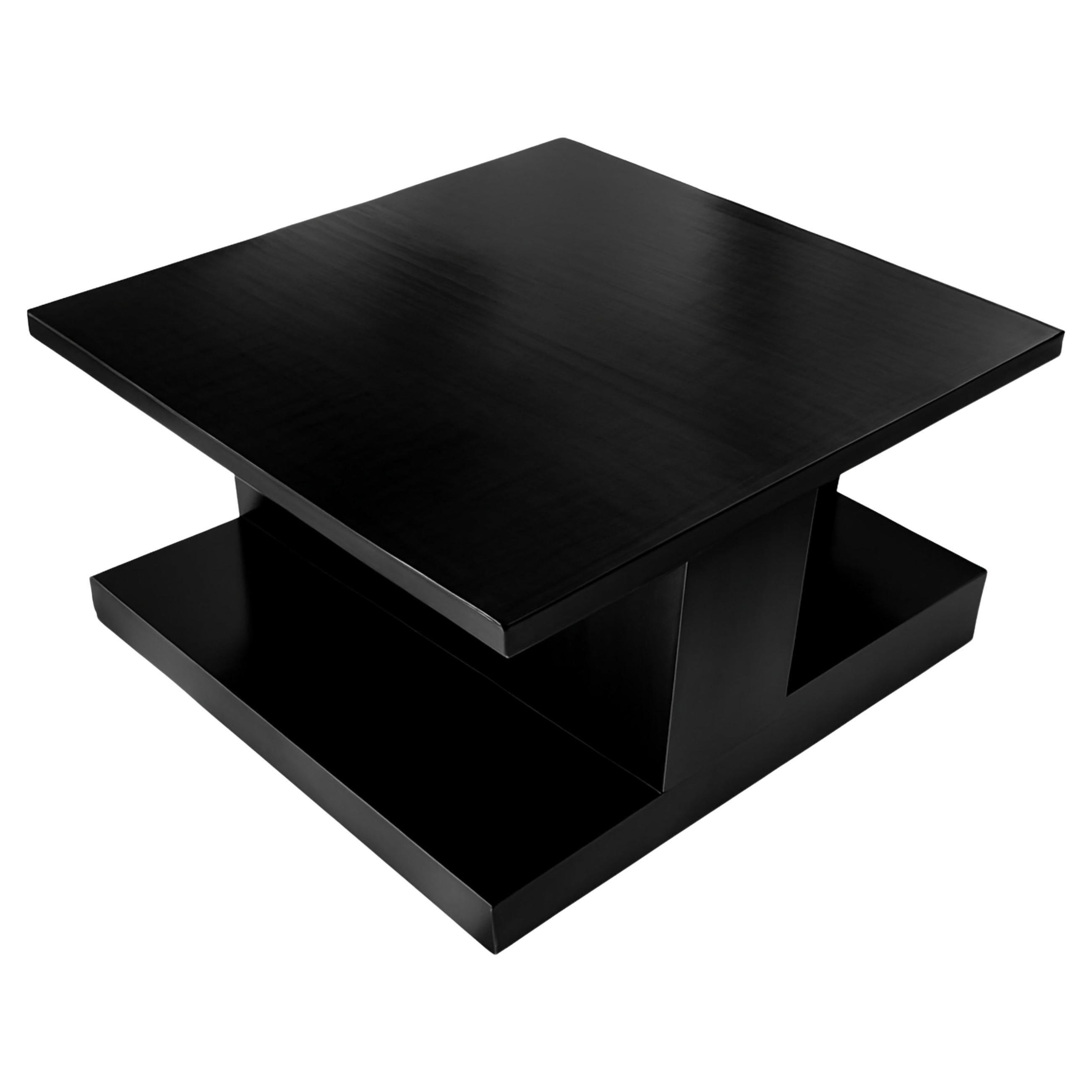 Mesa de centro Art Decó en laca negra, Siglo XX