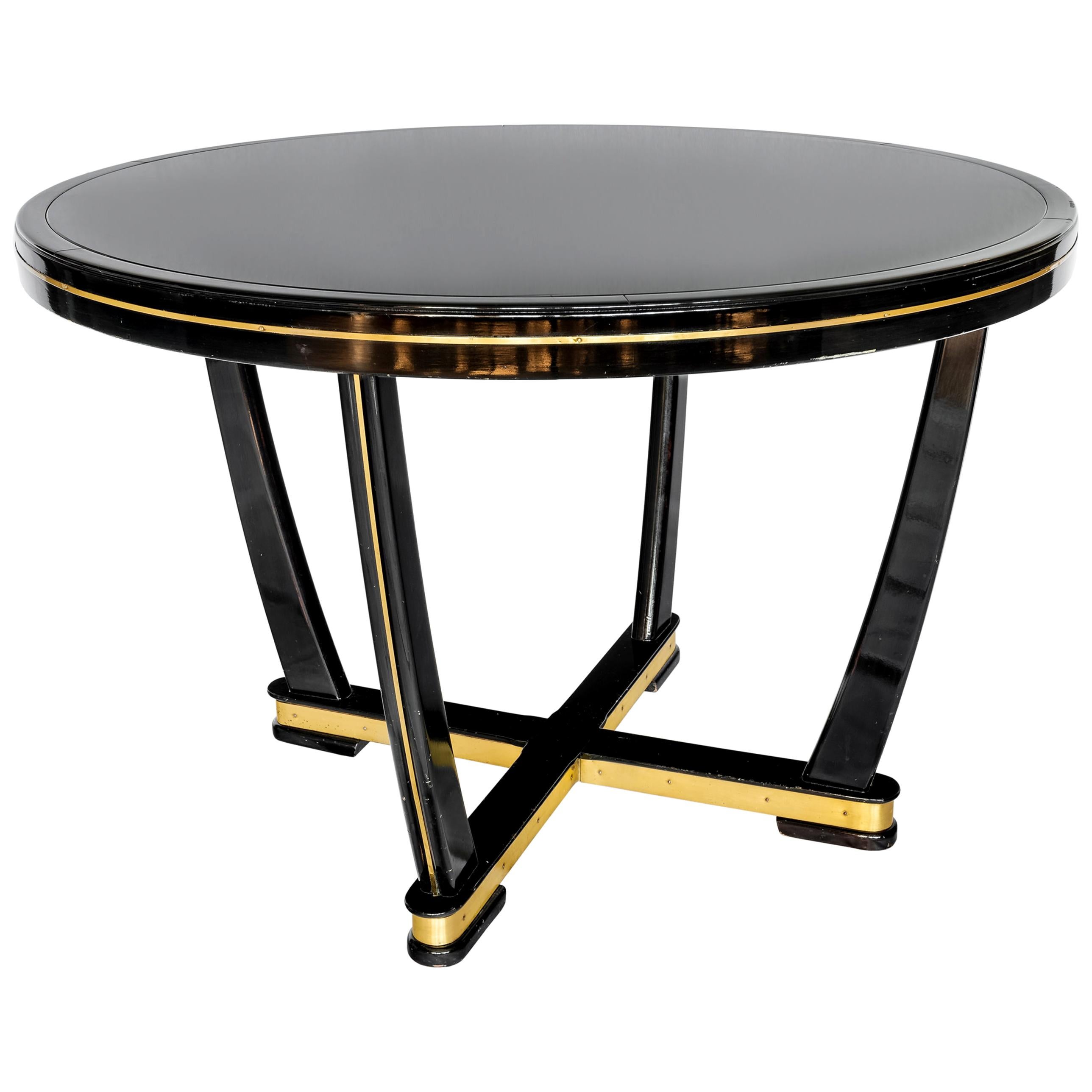 Art Deco Black Lacquer Coffee Table Attr. to Jean-Henri Jansen for Maison Jansen