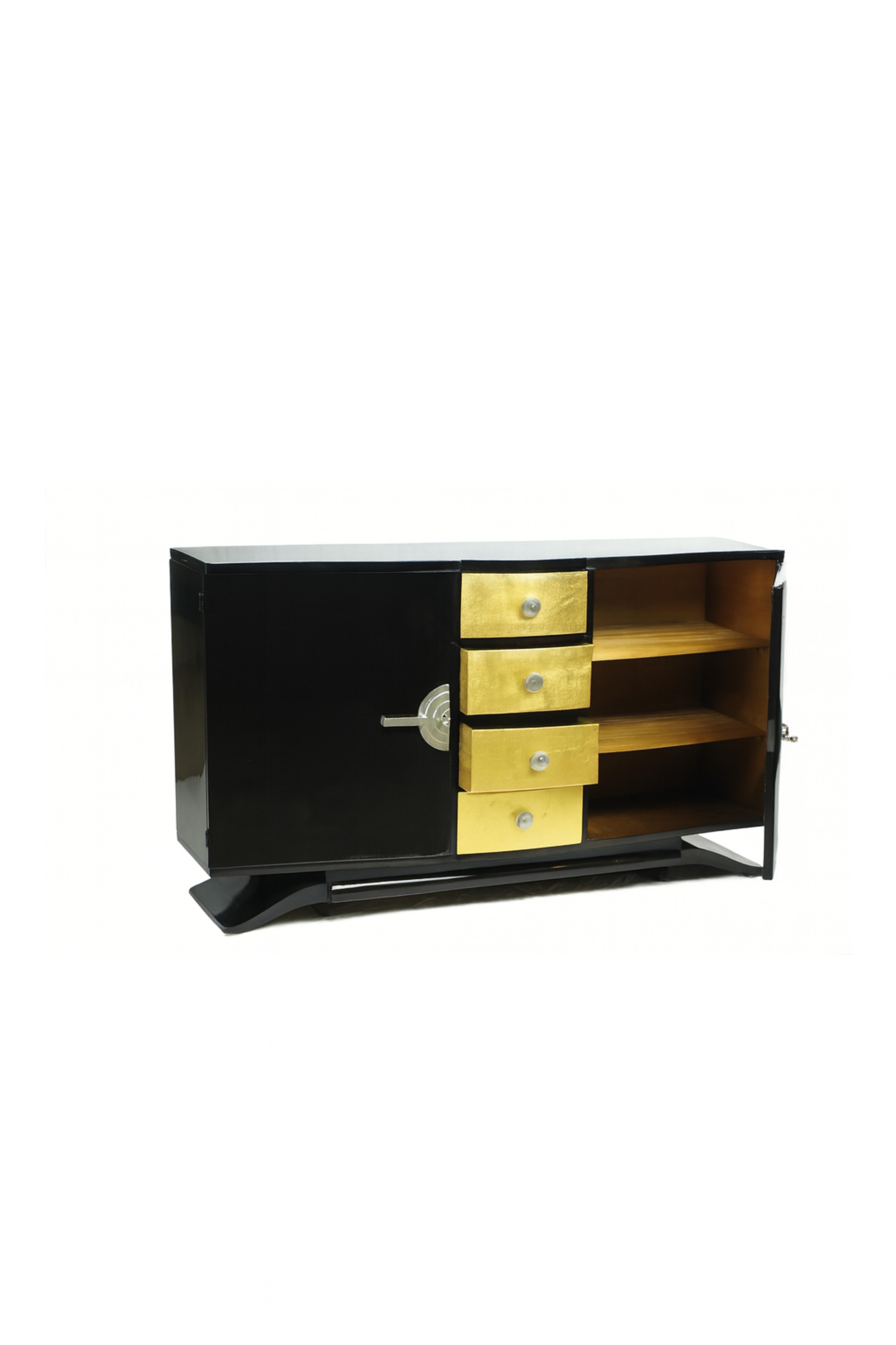 Credenza Art Deco in lacca nera, 20° secolo in vendita 3