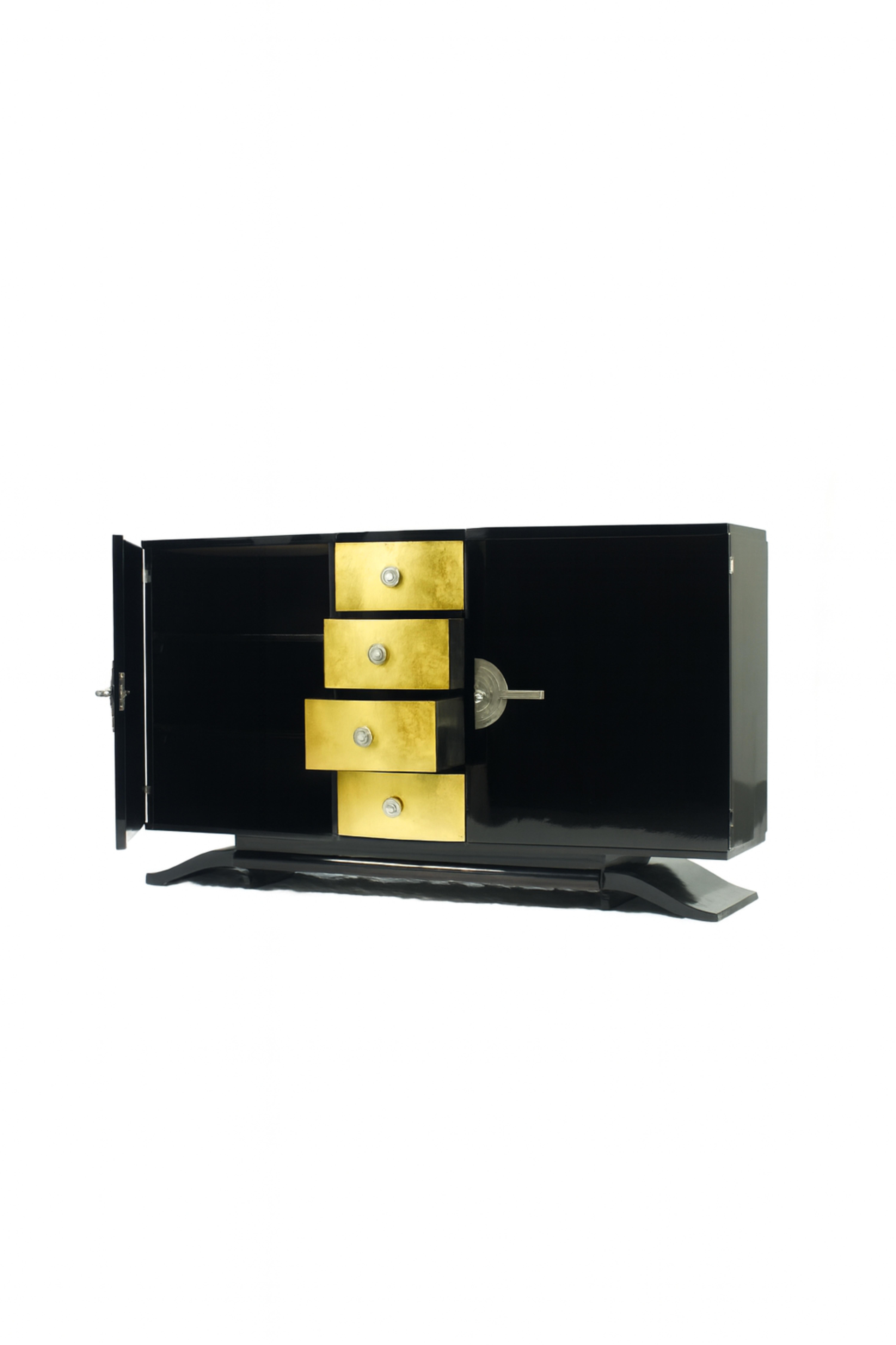 Francese Credenza Art Deco in lacca nera, 20° secolo in vendita