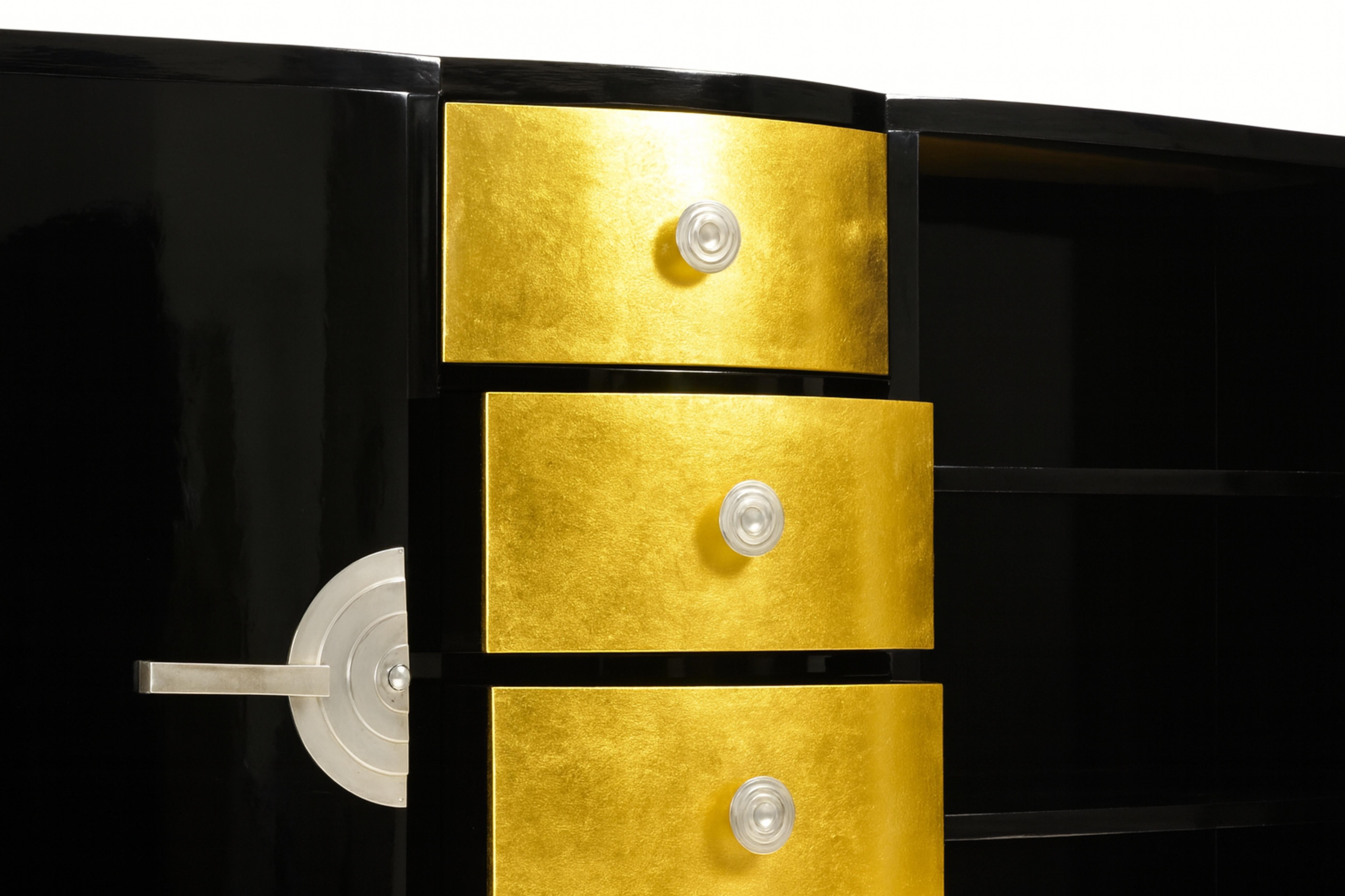 XX secolo Credenza Art Deco in lacca nera, 20° secolo in vendita