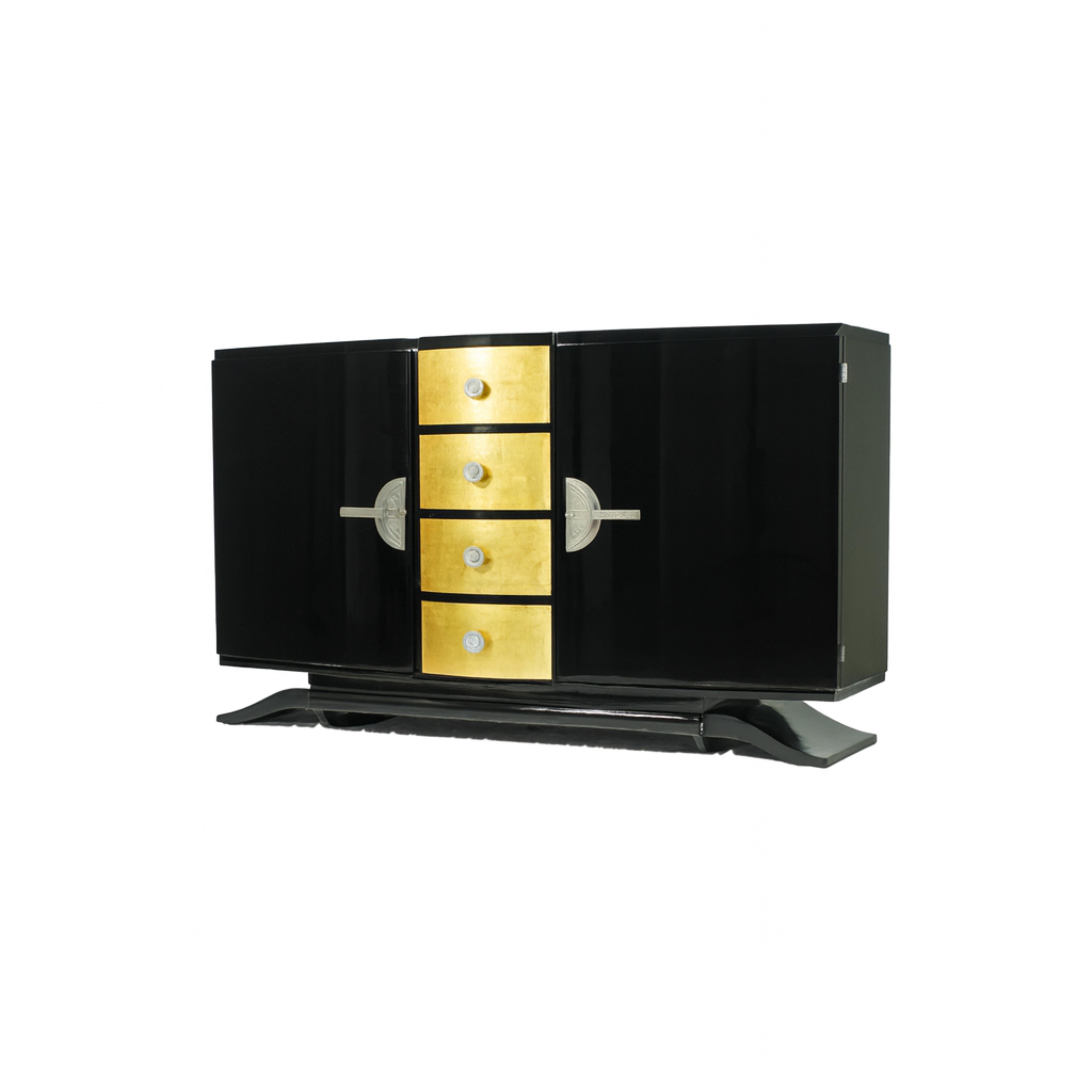 Noce Credenza Art Deco in lacca nera, 20° secolo in vendita