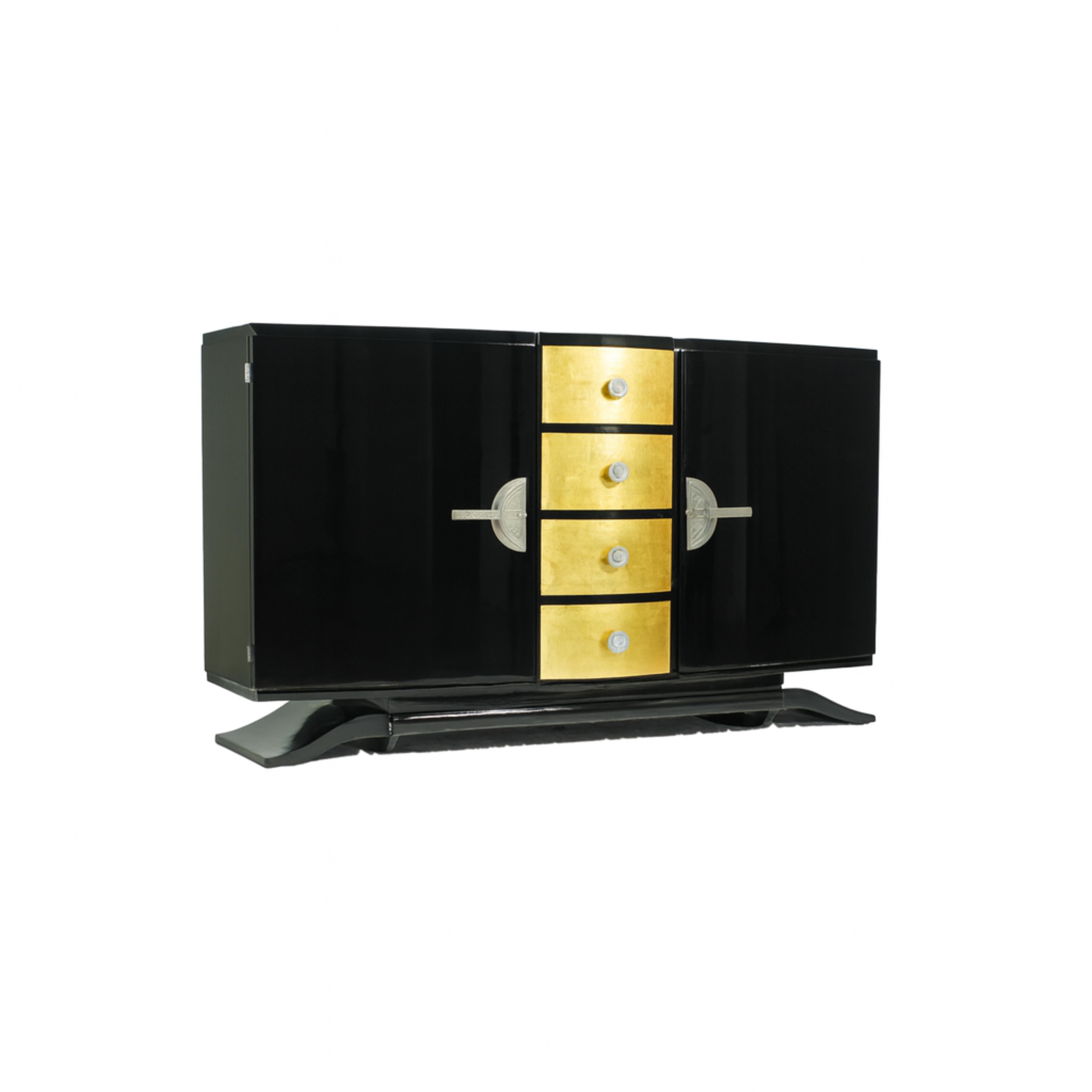 Credenza Art Deco in lacca nera, 20° secolo in vendita 1