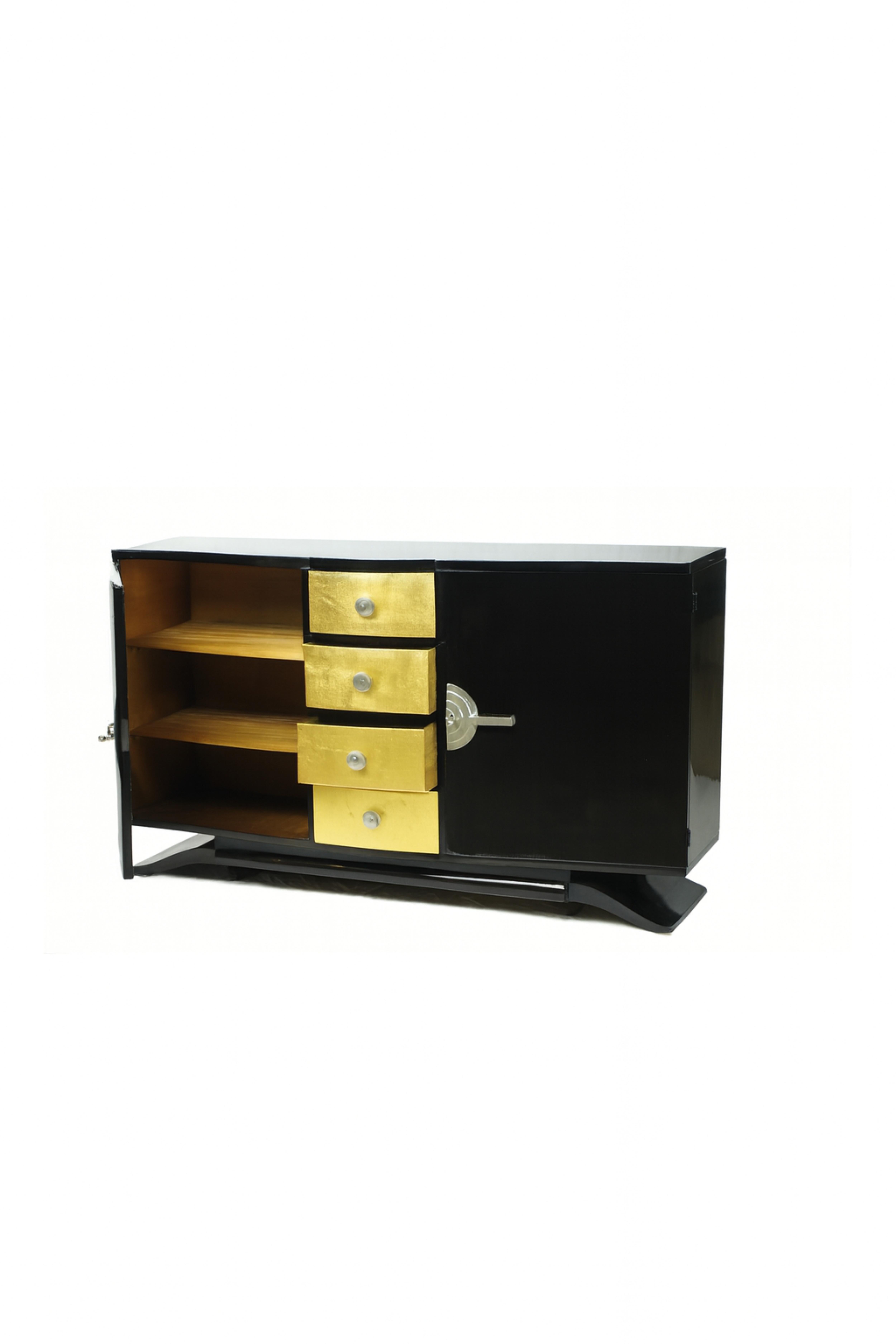 Credenza Art Deco in lacca nera, 20° secolo in vendita 2