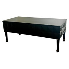 Art Deco Black Lacquer Desk by French Designer, Walnut & Chrome, 1940s