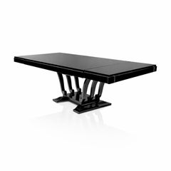 Art Deco Black Lacquer Dining Table with Extensions, 1930s